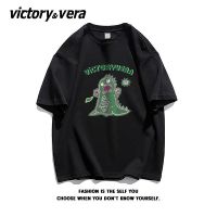 VICTORYVERA夏季2022新款趣味短袖t恤女宽松纯棉嘻哈风半袖体恤衫