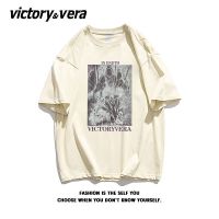 VICTORYVERA夏季2022新款高街短袖t恤女宽松纯棉设计感半袖上衣服