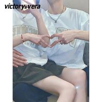 VICTORYVERA夏季2022新款小众短袖t恤女宽松纯棉情侣装半袖上衣服