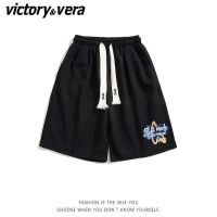 VICTORYVERA黑色运动短裤女夏季宽松直筒个性印花百搭五分裤ins潮