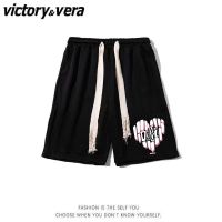 VICTORYVERA美式运动短裤男女夏季宽松直筒爱心印花百搭ins五分裤