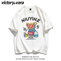 VICTORYVERA慵懒风夏季新款短袖T恤男女装韩版卡通印花宽松上衣服