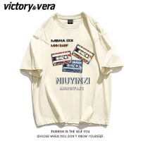 VICTORYVERA美式复古短袖夏季新款宽松韩版圆领字母印花t恤女上衣