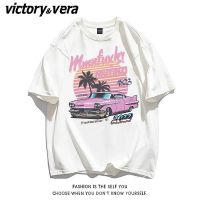 VICTORYVERA短袖T恤女夏季新款学生美式复古沙滩印花宽松半袖上衣