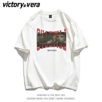 VICTORYVERA美式高街复古人物印花短袖t恤女2022夏季新款宽松上衣