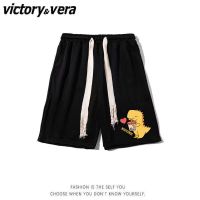 VICTORYVERA夏季新款黑色五分休闲运动短裤男女宽松直筒阔腿裤ins