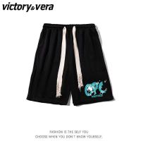 VICTORYVERA运动短裤男女夏季宽松直筒显瘦简约ins潮阔腿黑色短裤