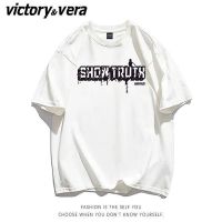 VICTORYVERA美式高街复古字母印花短袖T恤女夏季宽松ins潮牌上衣