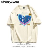 VICTORYVERA美式街头爱心短袖T恤女2022夏季新款宽松百搭半袖上衣