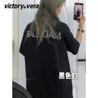 VICTORYVERA夏季2022新款设计感短袖t恤女宽松纯棉高街半袖上衣服