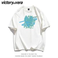 VICTORYVERA美式街头字母印花短袖T恤女夏季宽松ins潮牌情侣上衣