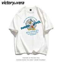 VICTORYVERA美式街头卡通印花短袖T恤女夏季宽松韩版百搭学生上衣
