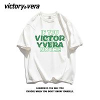 VICTORYVERA夏季2022新款简约字母短袖t恤女宽松纯棉半袖体恤衫