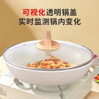 雅乐思(Rnice)麦饭石色不粘红点控温煎锅带盖彩盒包装YLS-BJ30CH