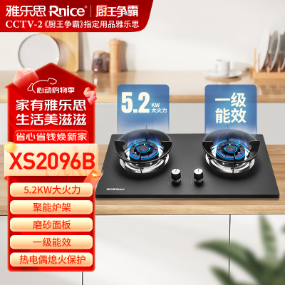 液化气-雅乐思燃气灶XS2096B 5.0KW火力 磨砂面板 金属包边 全封底壳-门店自装