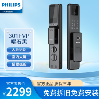 飞利浦(Philips)智能锁 DDL301-FVP-7HW 曜石黑 人脸识别