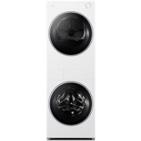 美的(Midea)洗烘套装 10KG滚筒洗衣机+变频热泵烘干机[清风明月2.0洗烘塔]MGH20A-W+AIR 纯平全嵌
