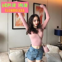 显胸大紧身上衣女夏薄款防晒长袖T恤修身显瘦打底衫