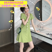 流行法式甜美仙女抹茶绿桔梗裙子森女仙收腰牛油果绿连衣裙