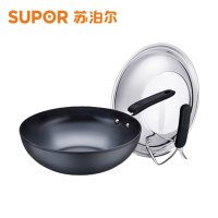 苏泊尔FC30T1真不锈精铁锅无涂层聚能炒锅,臻铁炒菜锅明火用