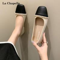 拉夏贝尔2022年新款秋季百搭鞋头撞色单鞋浅口舒适皮鞋