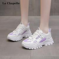 拉夏贝尔2022新款网布拼色运动鞋女款舒适透气低帮休闲鞋