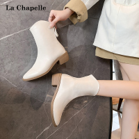 拉夏贝尔女2022新款尖头v口西部牛仔靴短靴单靴子