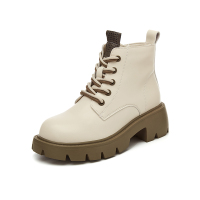 拉夏贝尔22年新款舒适百搭马丁靴女冬季加绒保暖短靴子[上新]