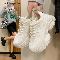 拉夏贝尔厚底老爹鞋女款2022年新款小白运动秋冬季加绒增高休闲鞋[上新]