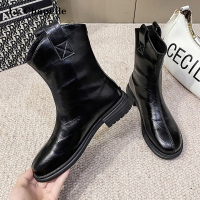 拉夏贝尔2022秋季新款时装靴舒适女靴潮靴加绒加厚保暖暖和冬季