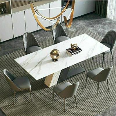 意式轻奢岩板餐桌长方形餐桌餐椅组合现代简约折叠家用小户型饭桌