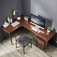 纯实木L形电脑桌书桌简约现代简易写字桌卧室家用转角桌子