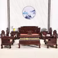 [厂家直销]非洲酸枝木红木沙发组合印尼黑酸枝中式实木客厅家具