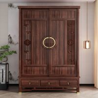 乌金木全实木衣柜卧室大小户型收纳柜新中式轻奢古典主卧储物家具