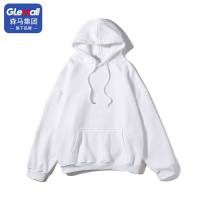 GLEMALL卫衣男打底白色卫衣连帽秋冬款韩版加绒宽松百搭纯色上衣