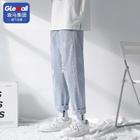 GLEMALL牛仔裤男士秋季宽松直筒韩版工装潮牌休闲百搭潮流裤子D