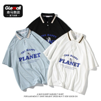 森马集团旗下品牌GLEMALLPOLO衫男日系短袖韩版潮流复古印花上衣