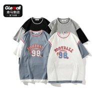 森马集团旗下品牌GLEMALL假两件T恤男常规运动港风日韩潮流短袖