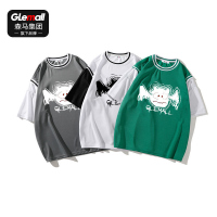 森马集团旗下品牌GLEMALL假两件T恤男常规拼色印花短袖半袖
