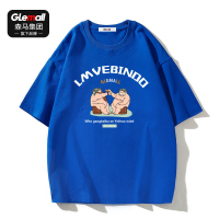 森马集团旗下品牌GLEMALL克莱因蓝短袖T恤常规港风嘻哈流体恤