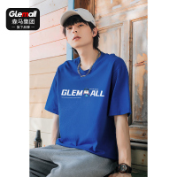森马集团旗下品牌GLEMALL短袖T恤男克莱因蓝常规港风青少年