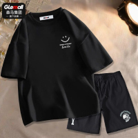 [套装]森马集团旗下GLEMALL夏装新款男休闲T恤短袖短裤两件套潮