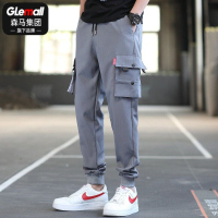 森马集团旗下GLEMALL休闲长裤宽松型多口袋灰色中腰纯色夏季工装