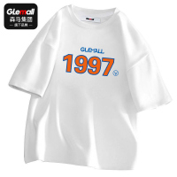 森马集团旗下品牌GLEMALL短袖T恤宽松圆领印花体恤官方品牌五分袖