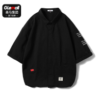 森马集团旗下GLEMALL男士短袖中袖衬衫衬衣韩版潮流港风工装宽松