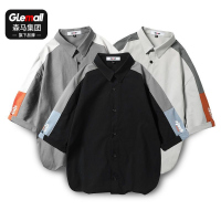 森马集团旗下GLEMALL男士短袖衬衫薄款衬衣韩版潮流港风工装宽松