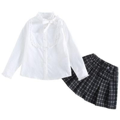 爱西娜童装女童春装套装2022年新款儿童中大童春秋款衬衫两件套潮
