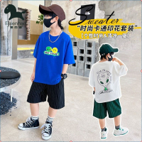 爱西娜男童夏装帅气休闲套装中大童2022新款宽松薄款新疆西藏专链