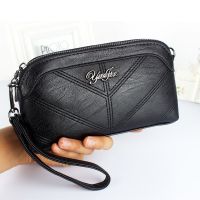 黑色V纹 迷你手机包女手拿包中年妈妈买菜零钱包女单肩斜挎小包包软绣花纹