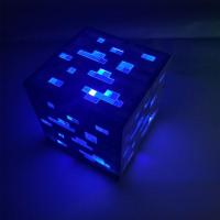 蓝色矿灯/送贴纸 我的世界游戏周边同款火把火炬矿石灯变色瓶夜灯发光模型儿童玩具